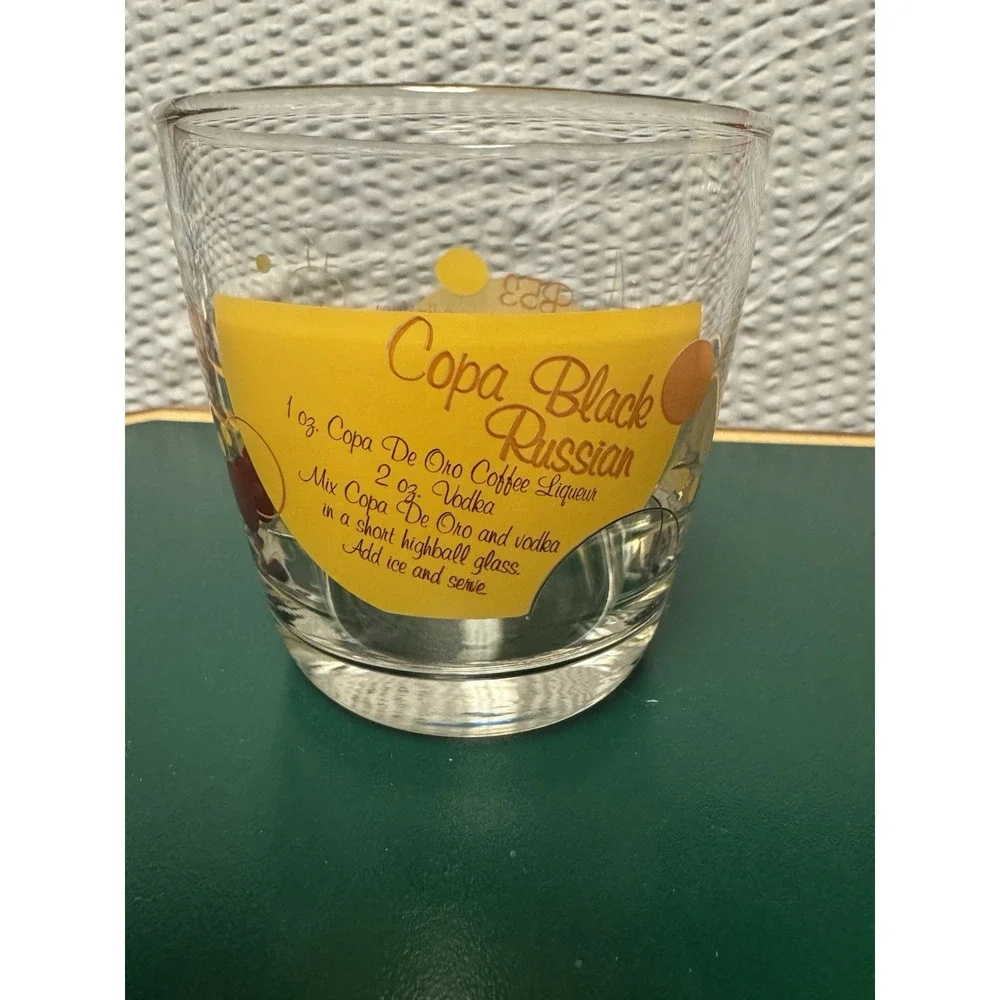 Vintage Cops De Oro‎ Black Russian Recipe Glass Mid Century Bar ware